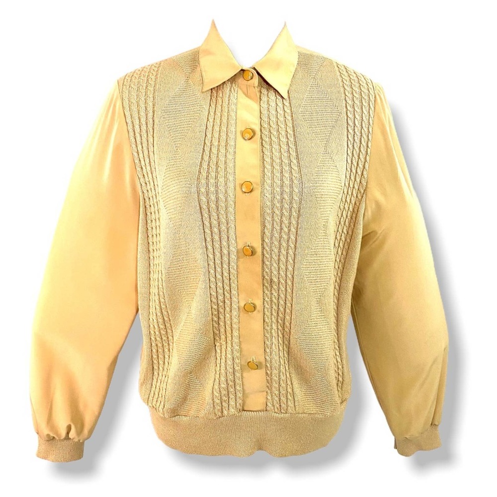 Philippe Marques Tan Pullover Button Front Sweater - image 1